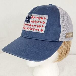 Columbia PHG Game USA Flag Fitted Trucker Hat Whitetail Deer Elk Duck L/XL EUC